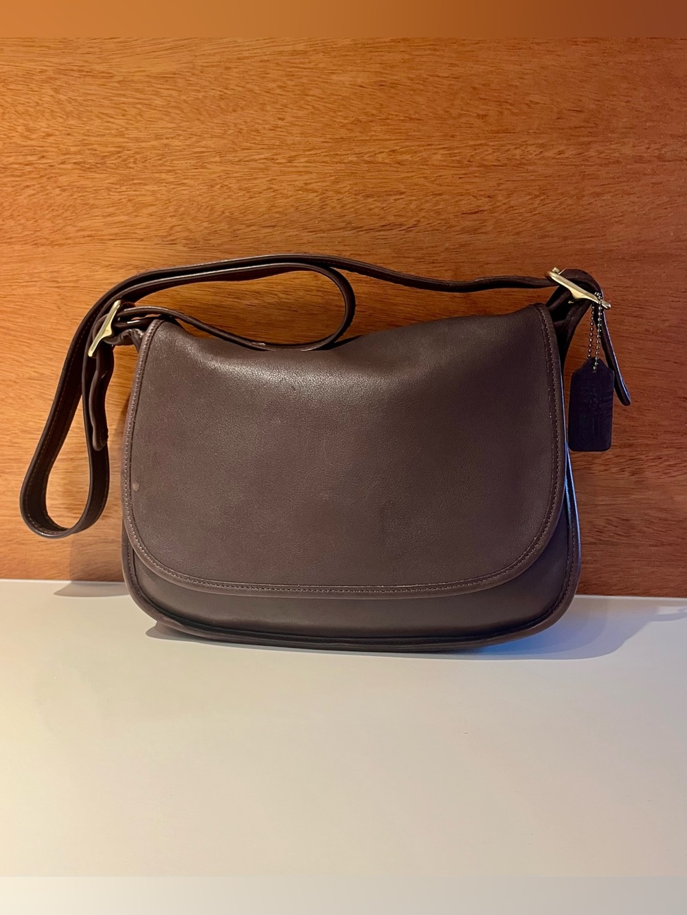 Vintage Coach Patricia legacy dark brown leather shoulder bag 9951